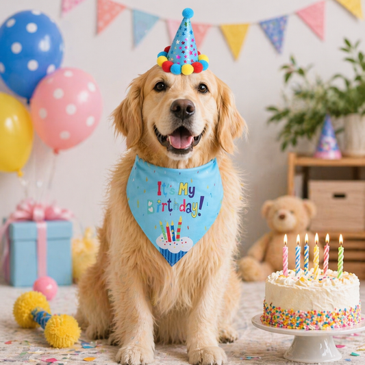 Pet Birthday Hat And Bib Set - Cute Triangle Scarf Costume