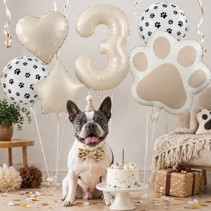 Animal Paw Party Balloons Set - 6 Piece Aluminum Foil Birthday Decor