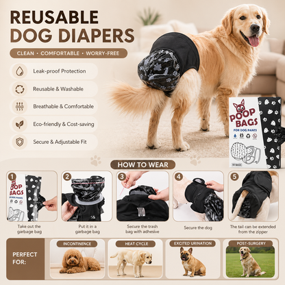 Female Dog Diapers Reusable Washable For Small Medium Large Dogs