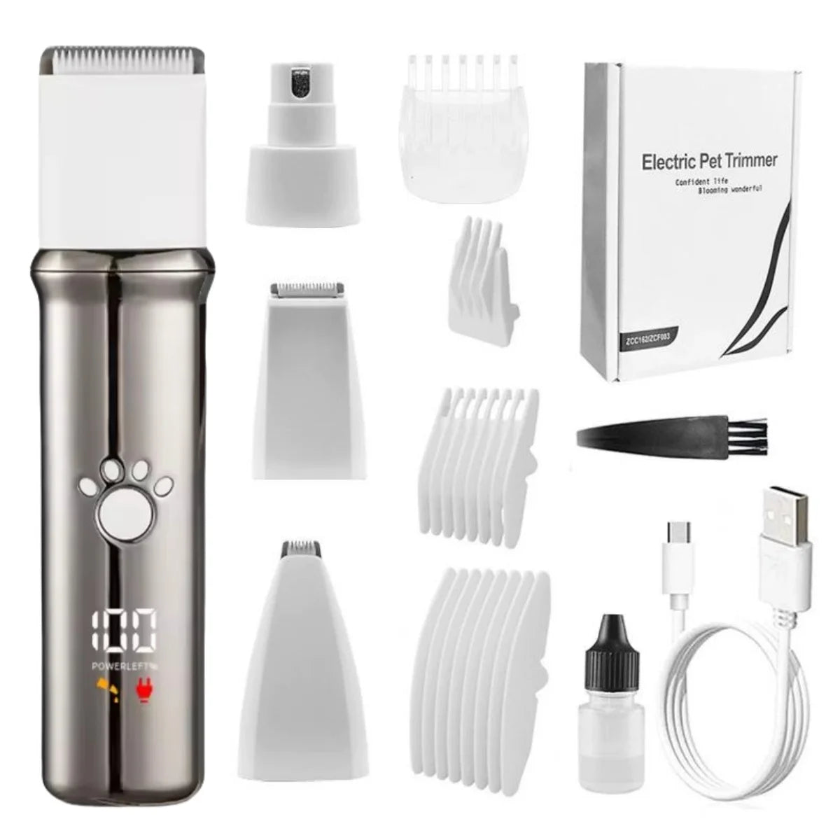 4-In-1 Pet Grooming Set With Rechargeable Clippers And Low Noise