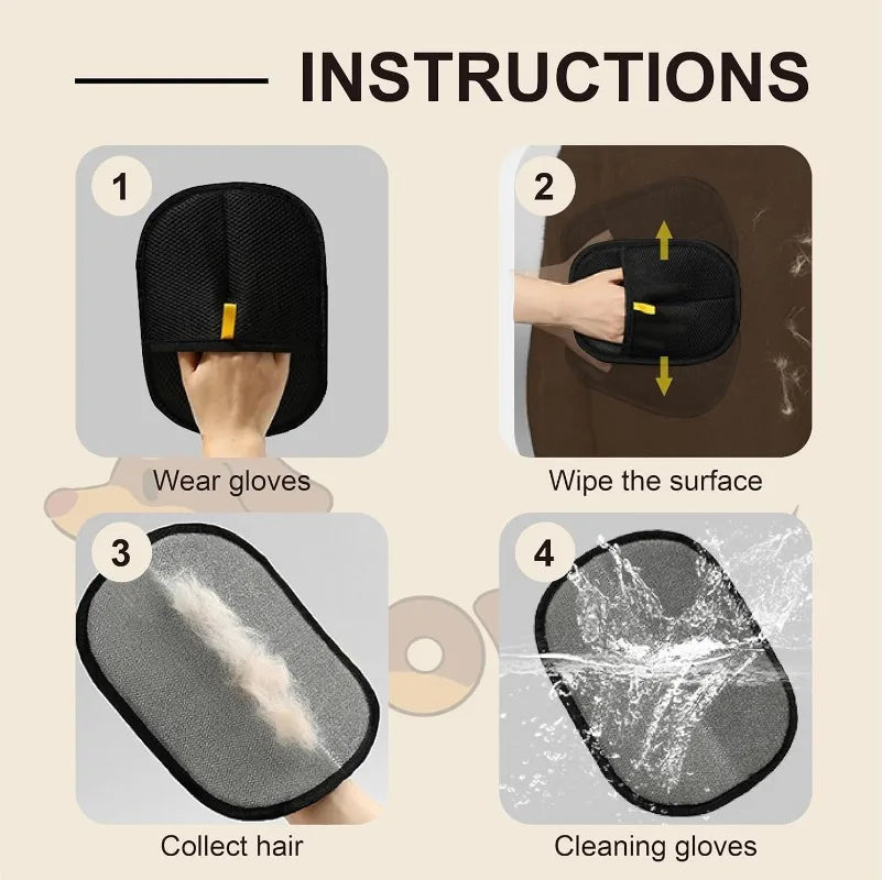Reusable Electrostatic Pet Hair Removal Mitts For Cats And Dogs