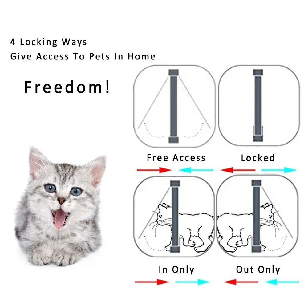 Pet Flap Door With 4-Way Security Lock For Dogs And Cats