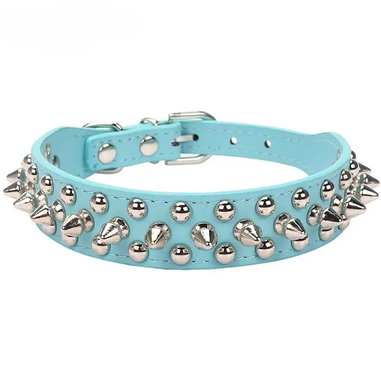 Adjustable Spiked Dog Collar - PU Leather Punk Rivet Pet Collar