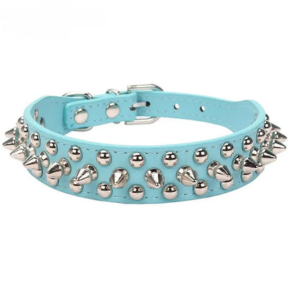 Adjustable Spiked Dog Collar - PU Leather Punk Rivet Pet Collar