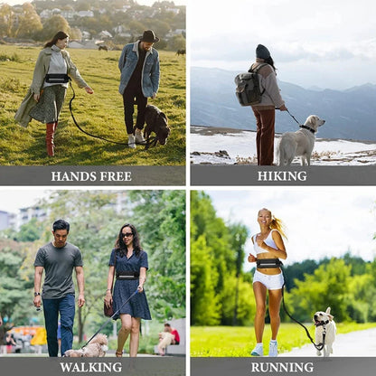 Hands Free Dog Leash with Reflective Waist Bag for Running