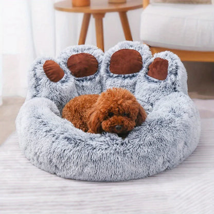 Bear Paw Dog Bed - Soft Fluffy Pet Sofa for Small Medium Large Dogs