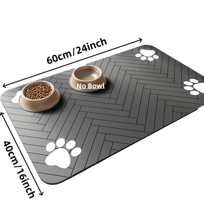 Pet Feeding Mat - Absorbent Waterproof Placemat For Dog Cat Food Water Bowl