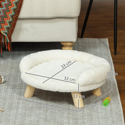 PawHut Dog Sofa - Raised Pet Bed With Wooden Legs For Dogs & Cats