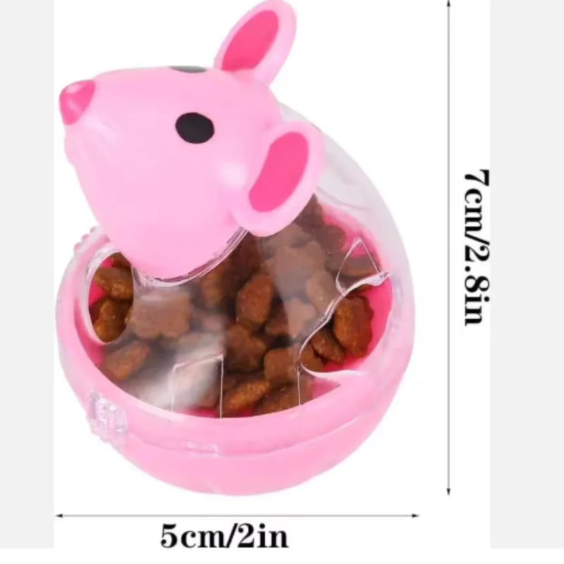 Pet Feeder Cat Toy Mouse Rolling Food Dispenser Bowl For Kittens