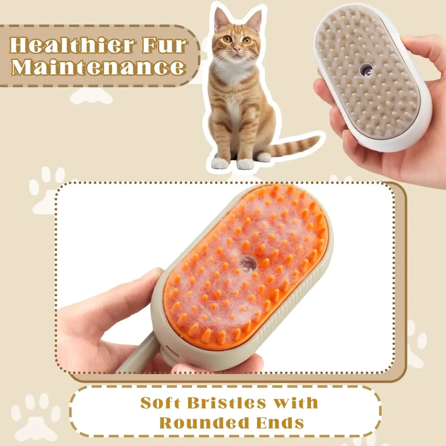 Cat Dog Pet Spray Massage Brush 3 In 1 Steam Grooming Comb