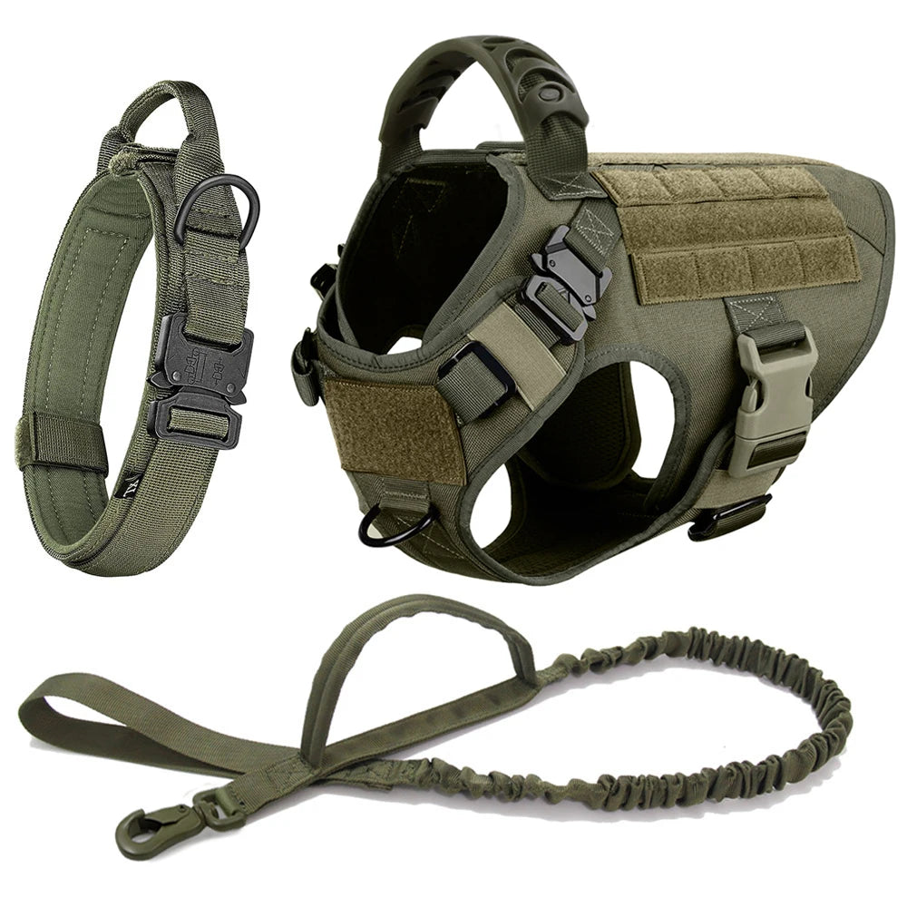 Large Dog Harness With Molle Pouches For German Shepherd Training
