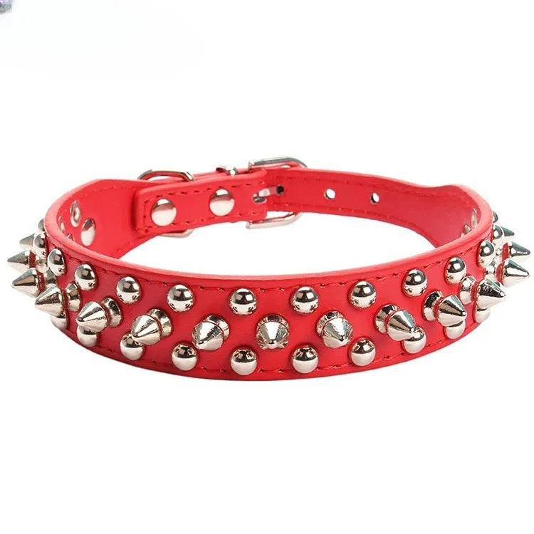 Adjustable Spiked Dog Collar - PU Leather Punk Rivet Pet Collar