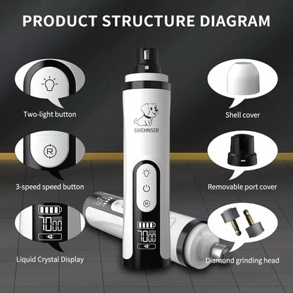 Electric Pet Nail Grinder With LED Light For Cats And Dogs