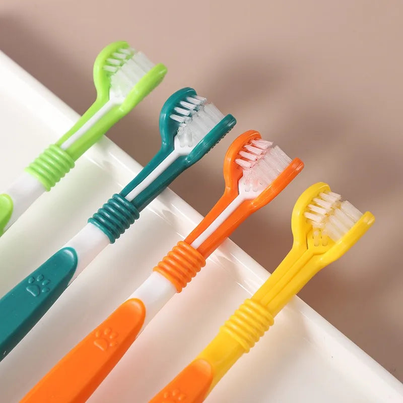 3-Sided Pet Toothbrush For Dogs And Cats - Tartar Removal Dental Care