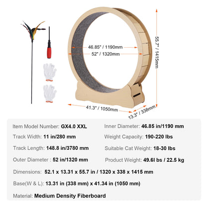SucceBuy Wooden Cat Exercise Wheel Large Indoor Cat Treadmill