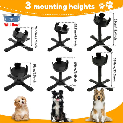 Adjustable Dog Bowl Stand With Stainless Steel Bowl Non Slip Design