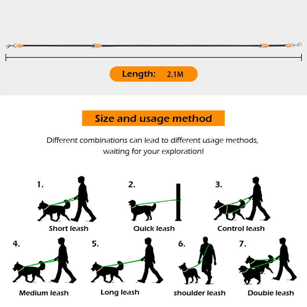 New Generation Dog Leash Multifunctional 2.1M Adjustable Nylon