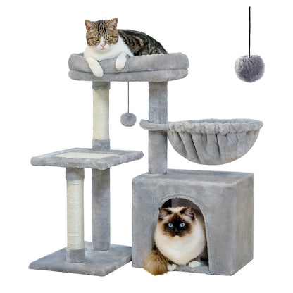 Cat Tree Tower For Indoor Cats With Scratching Posts And Hammock
