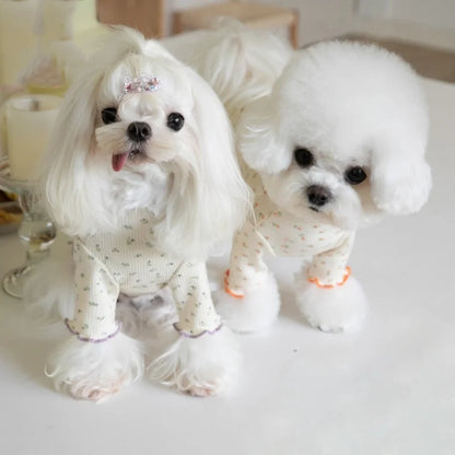 Small Dog Sweater Autumn Winter Flower Lace Pet Clothes