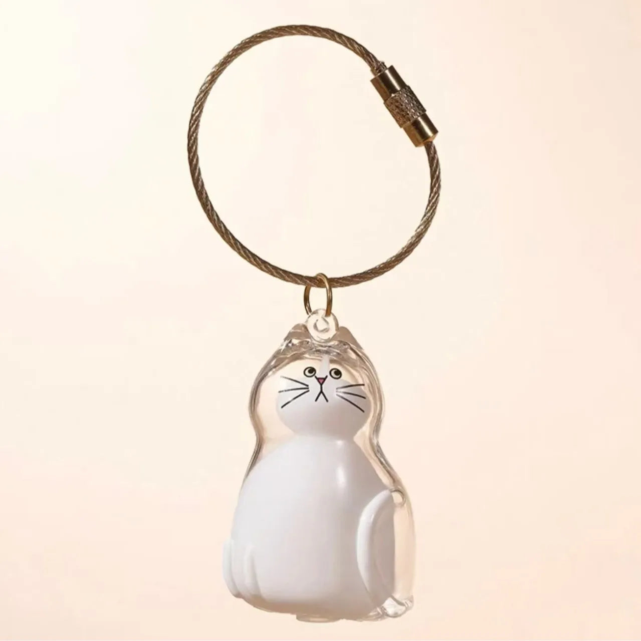 Cat Fur Memorial Charm Resin Keepsake Capsule Pet Hair Keychain