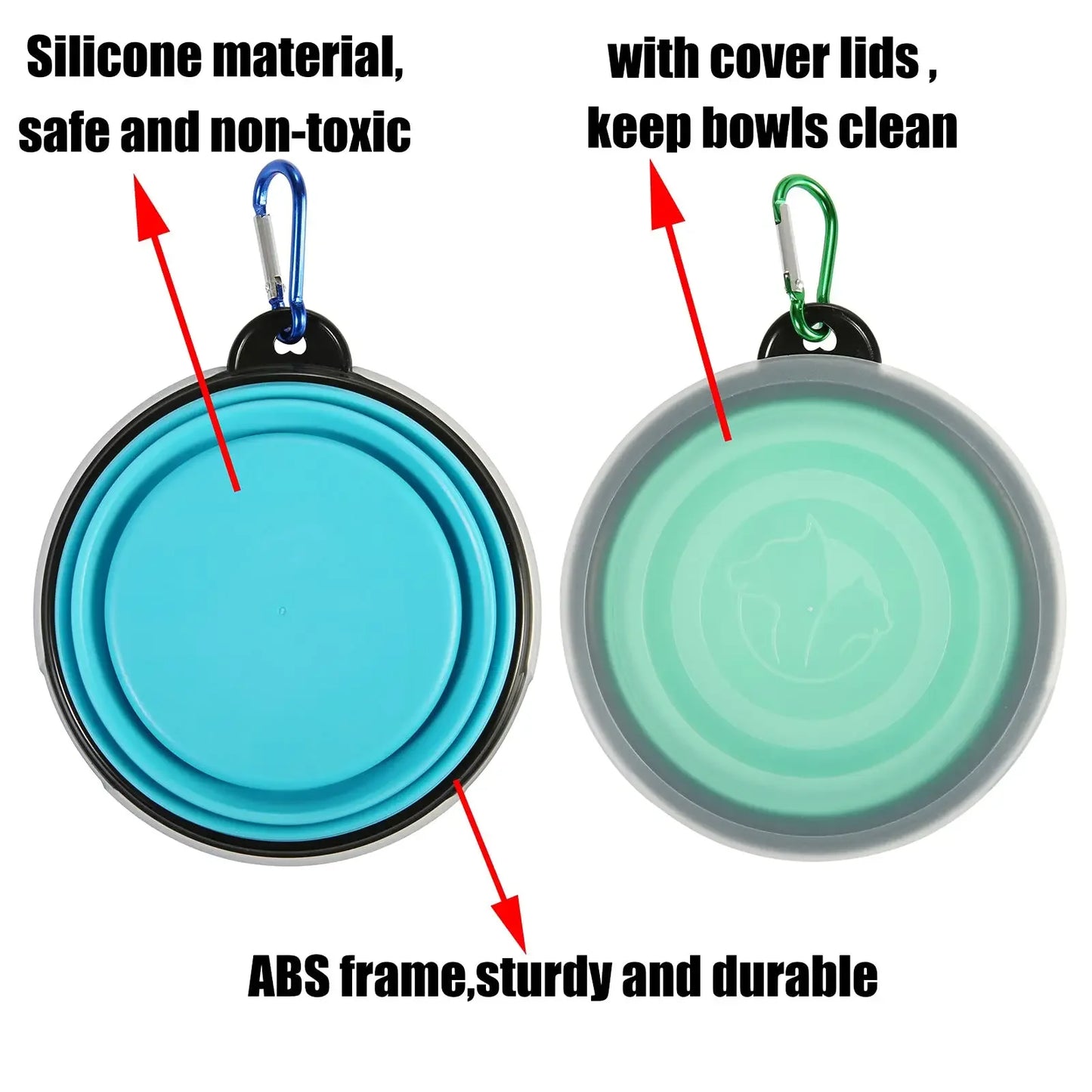 Foldable Silicone Travel Dog Bowl With Hooks For Outdoor Adventures