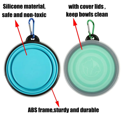 Foldable Silicone Travel Dog Bowl With Hooks For Outdoor Adventures