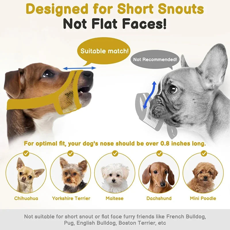 Mesh Muzzle For Short Snout Small Dogs Anti-Biting Brachycephalic