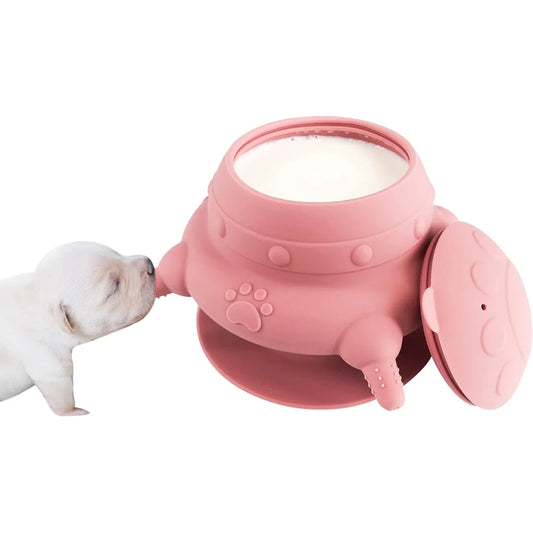 Newborn Puppy Kitten Feeder - 4-Nipple Milk Feeding Bowl for Small Pets