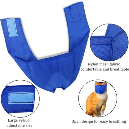Cat Anti-Bite Muzzle Breathable Nylon Grooming Restraint Hood