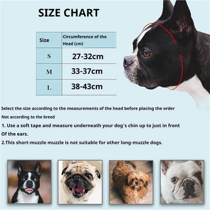 Short Snout Dog Muzzle - Soft Silicone Flat Faced Design