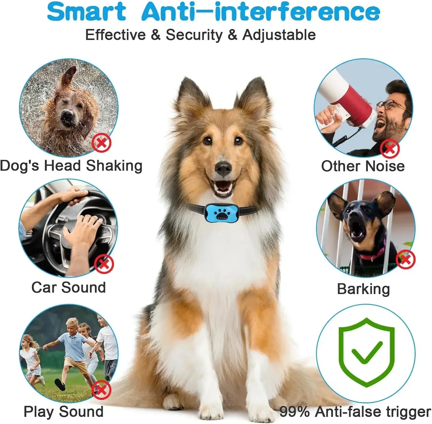 Pet Anti Barking Device USB Rechargeable Training Collar