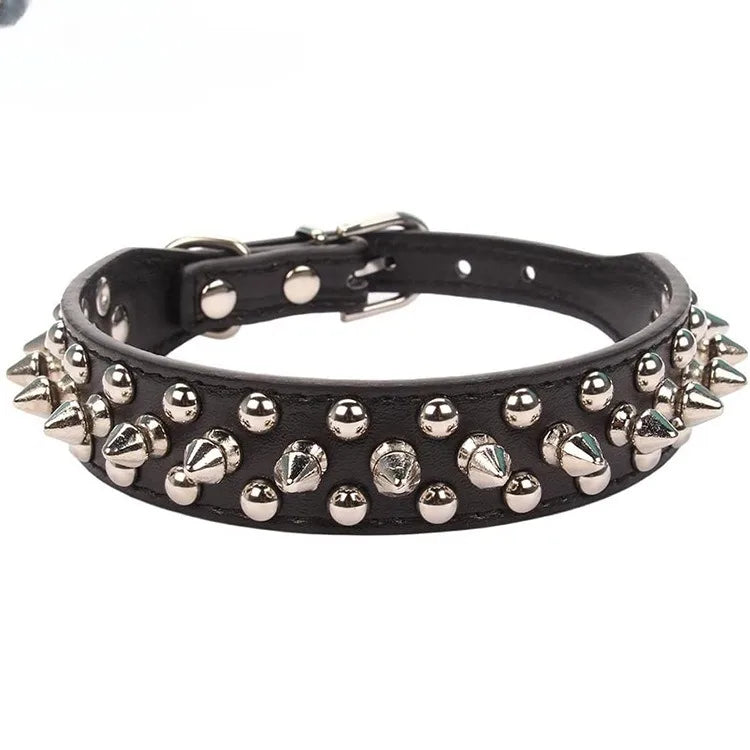 Adjustable Spiked Dog Collar - PU Leather Punk Rivet Pet Collar