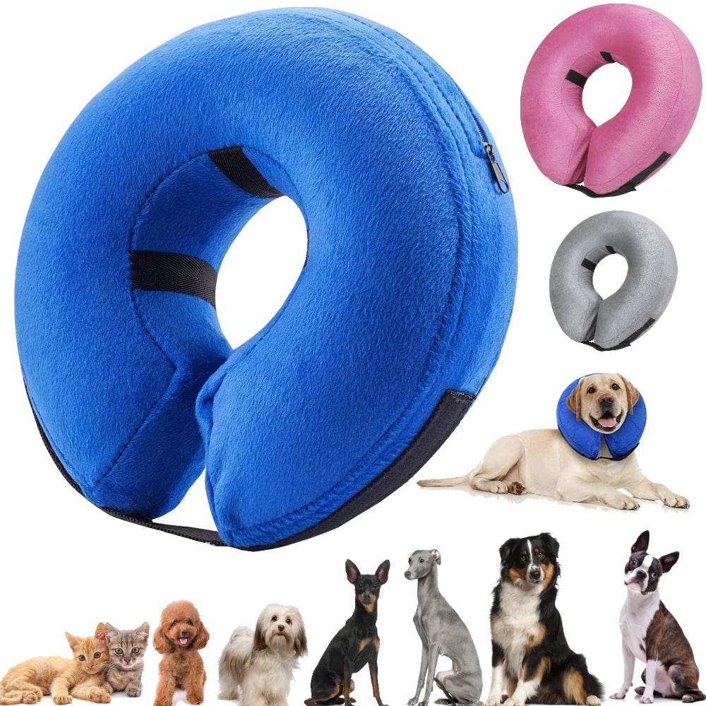 Inflatable Dog Collar After Surgery - Soft Pet Recovery Cone