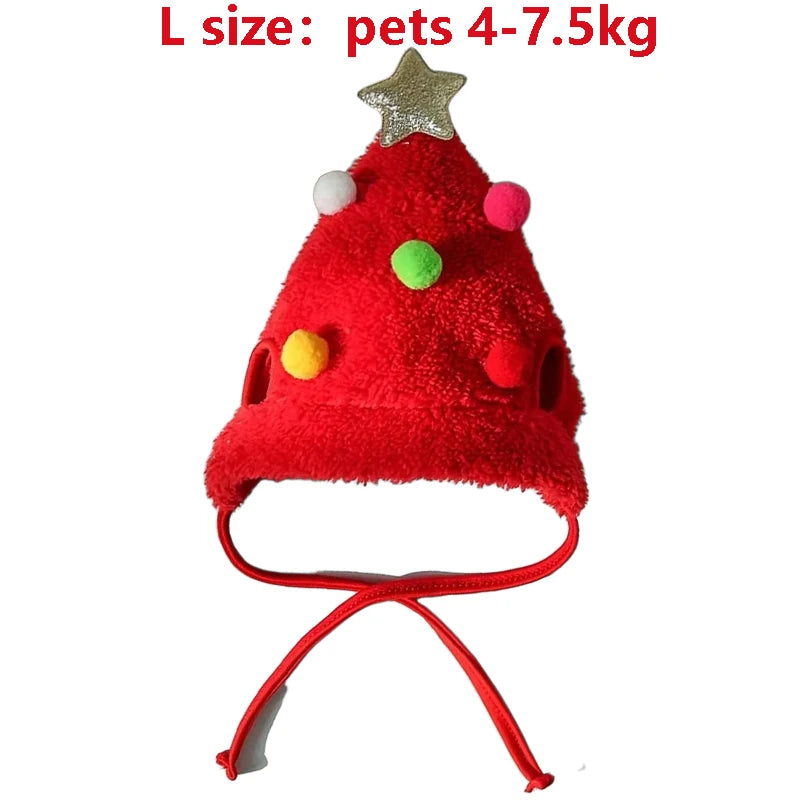 Christmas Pet Costume Santa Hat with Bandana Set for Cats Dogs