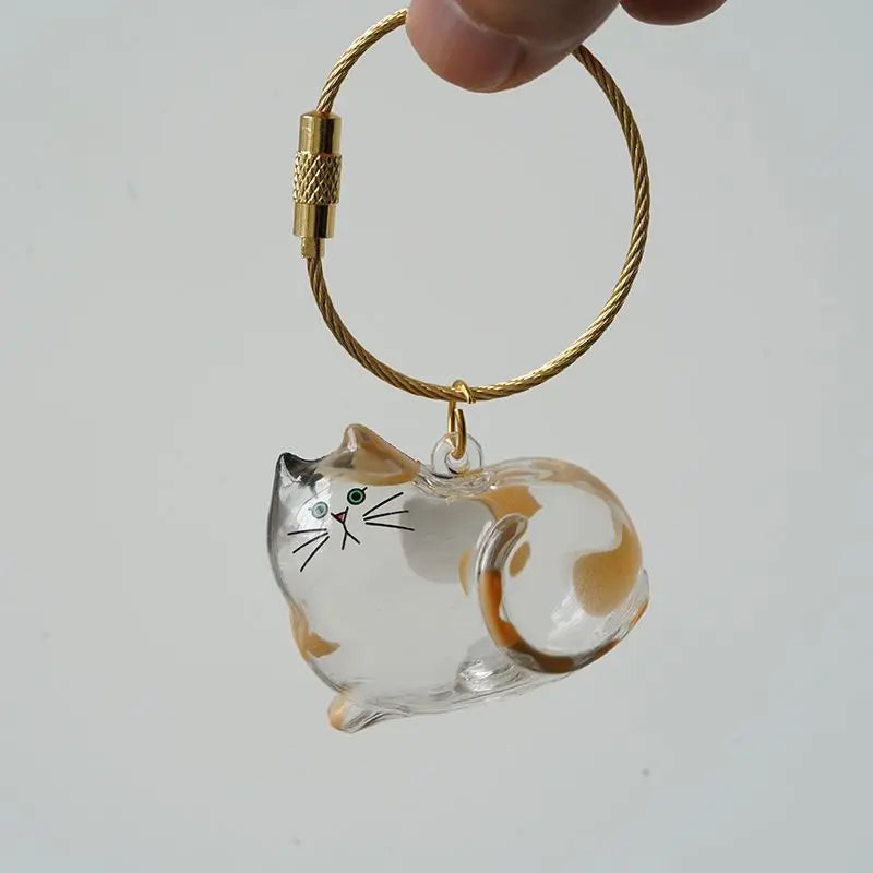 Cat Fur Memorial Charm Resin Keepsake Capsule Pet Hair Keychain