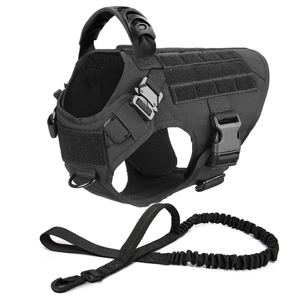 Large Dog Harness With Molle Pouches For German Shepherd Training