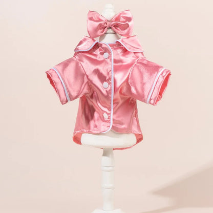 Comfortable Pet Pajamas Set With Detachable Flower Headwear