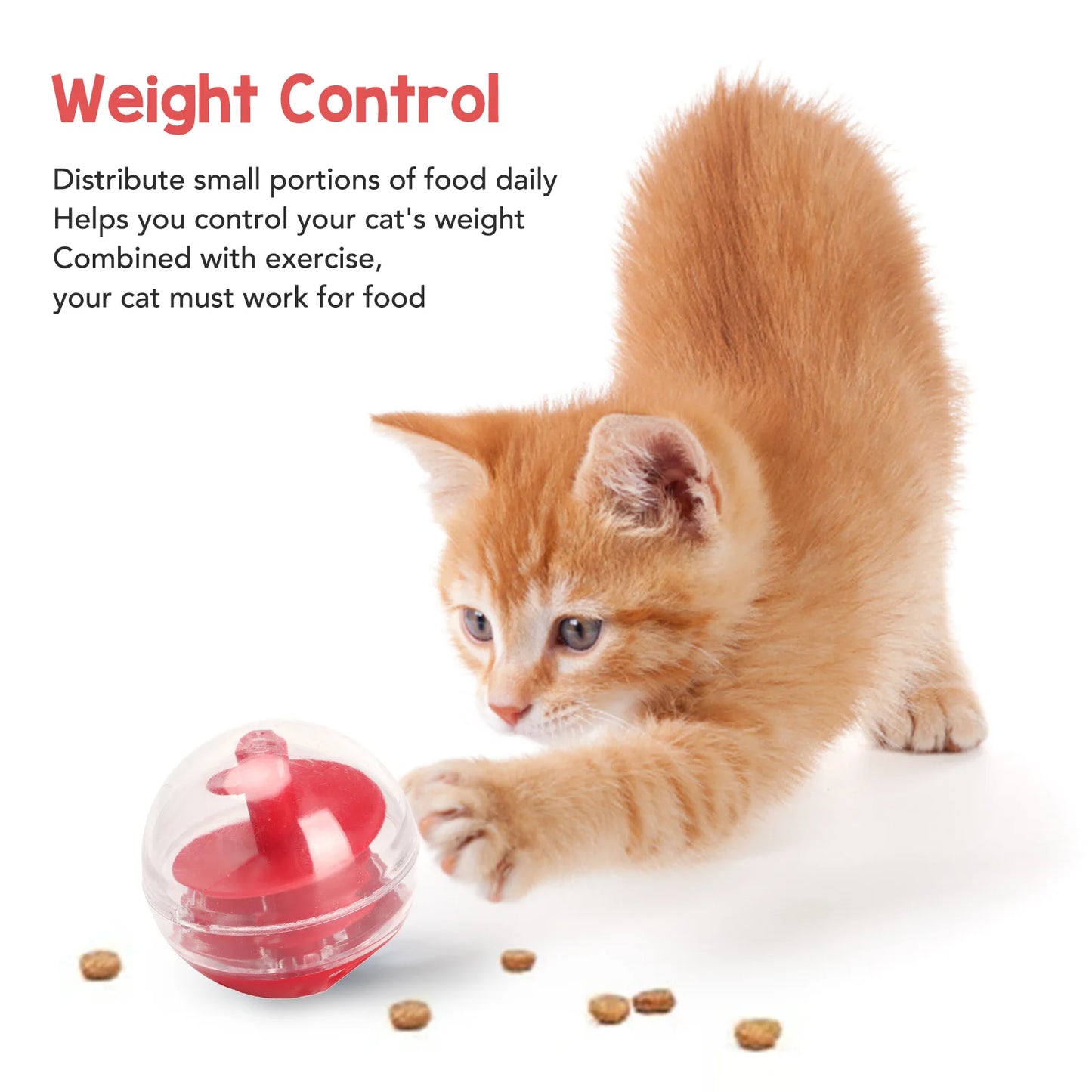 Cat Treat Dispensing Ball - Interactive Slow Feeder Puzzle Toy
