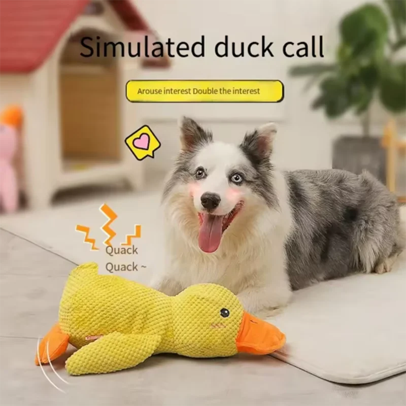 Dog Duck Plush Toy - Interactive Squeaky Pet Comfort Companion