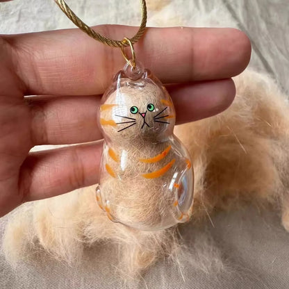 Cat Fur Memorial Charm Resin Keepsake Capsule Pet Hair Keychain