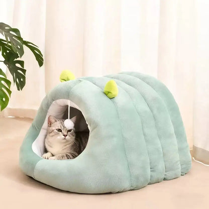 Cute Cartoon Pet Cave Bed Washable Sleep Bed For Small Dogs Cats