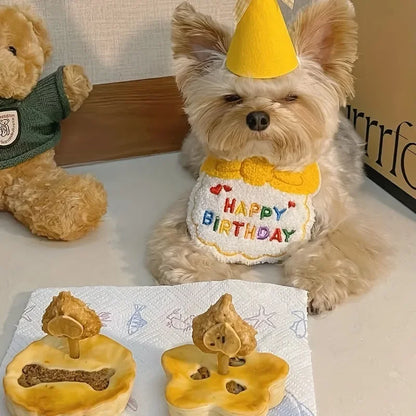 Dog Birthday Hat Bandana Set - Pet Party Accessories