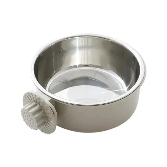 Pet Food Bowl Hanging Stainless Steel 2-in-1 Detachable Design