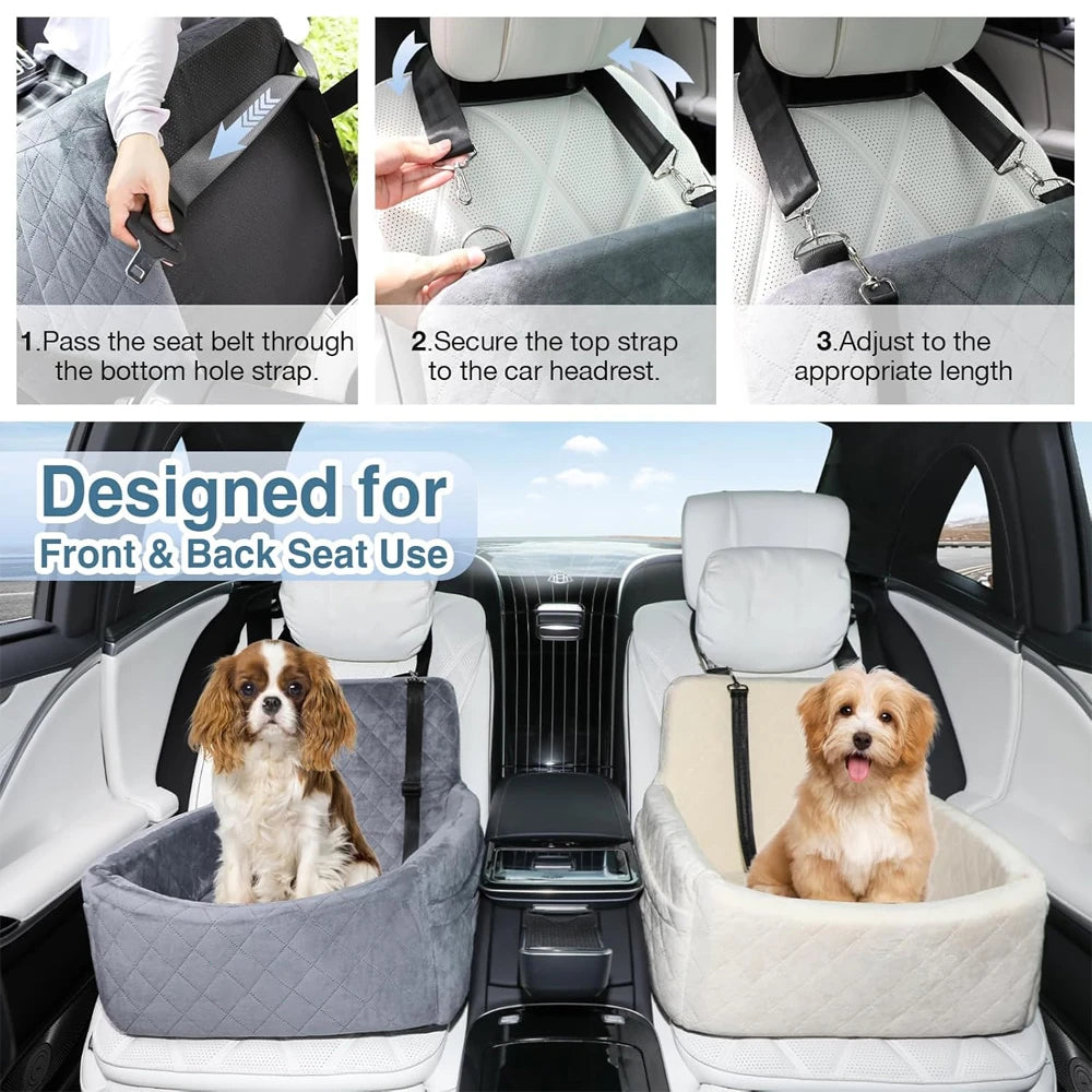 Portable Dog Car Seat With Safety Belt For Small Medium Dogs