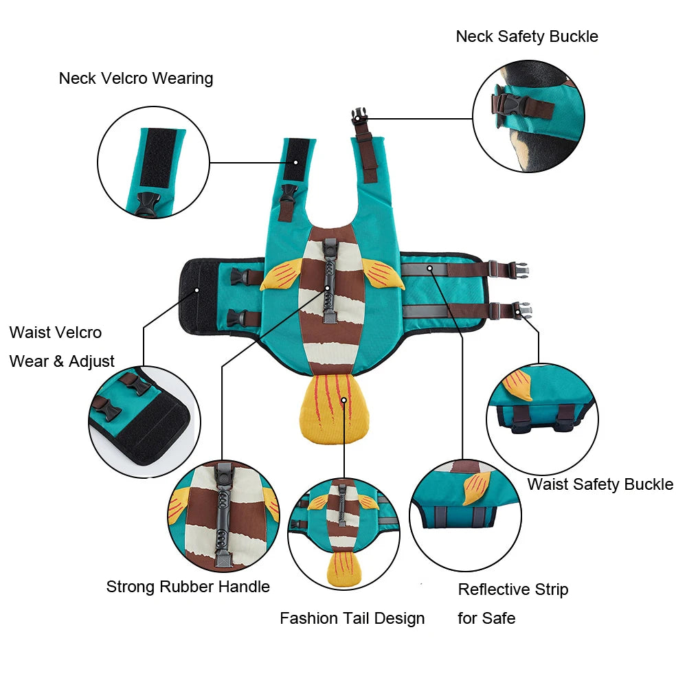 Dog Life Jacket Swimming Safety Vest for Small Medium Large Dogs