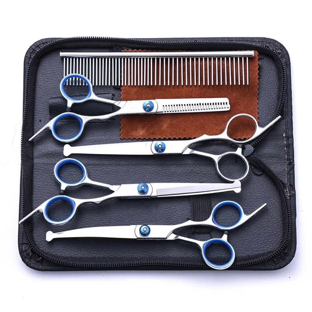 5 In 1 Professional Dog Grooming Scissors Set With Safety Tips