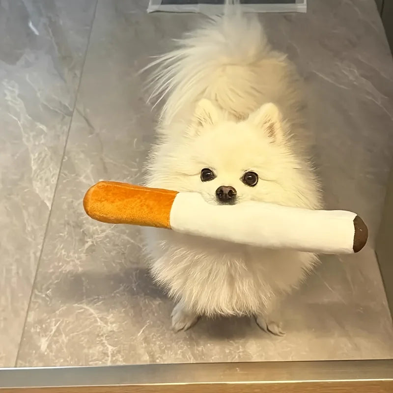Adorable Cigar-Shaped Dog Toy - Soft Interactive Squeaky Toy