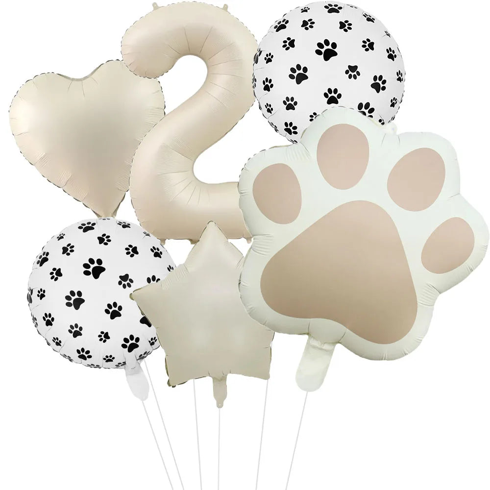 Animal Paw Party Balloons Set - 6 Piece Aluminum Foil Birthday Decor