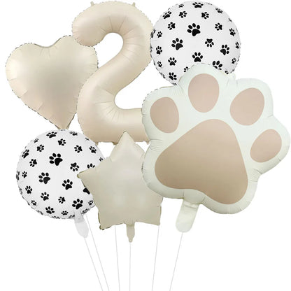 Animal Paw Party Balloons Set - 6 Piece Aluminum Foil Birthday Decor