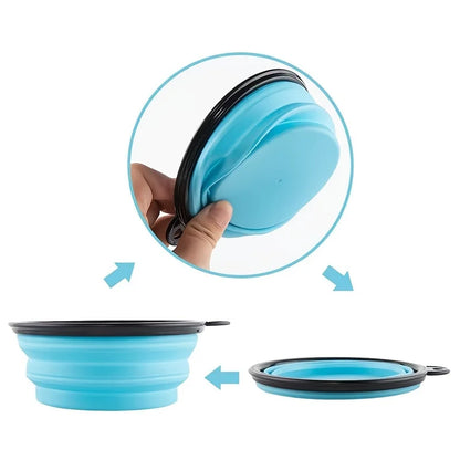 Portable Pet Food Bowl - Collapsible Silicone Travel Bowl for Dogs and Cats